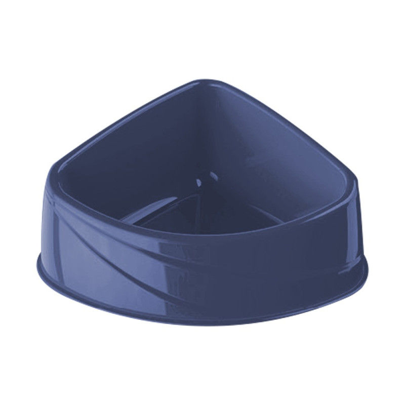 Georplast Corner Plastic Pet Bowl Small For Dog And Cat (Navy Blue)