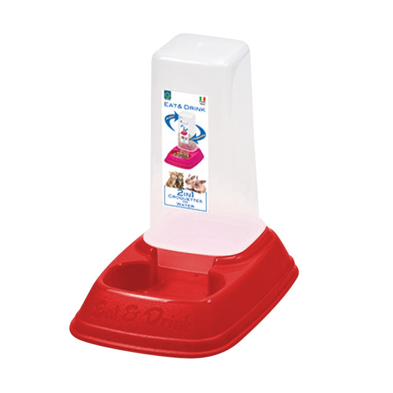 Georplast Eat And Drink Dispenser Mini 0.7L For Dog And Cat, Red