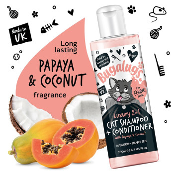 Bugalugs Luxury 2 in 1 Papaya and Coconut Cat Shampoo and Conditioner, 250ml