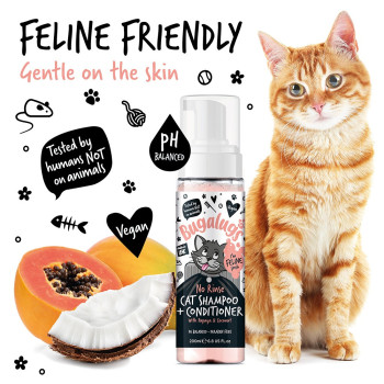 Bugalugs Papaya and Coconut No Rinse Cat Shampoo and Conditioner, 200ml