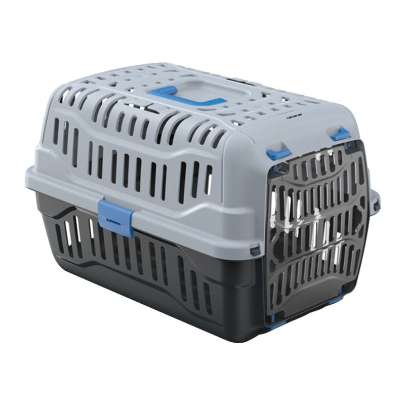 Georplast Spark Pet Carrier, For Cat And Dog, 48.5 x 33.5 x 31cm, Grey/Blue