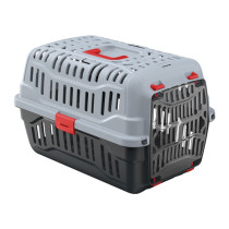 Georplast Spark Pet Carrier, For Cat And Dog, 48.5 x 33.5 x 31cm, Grey/Red