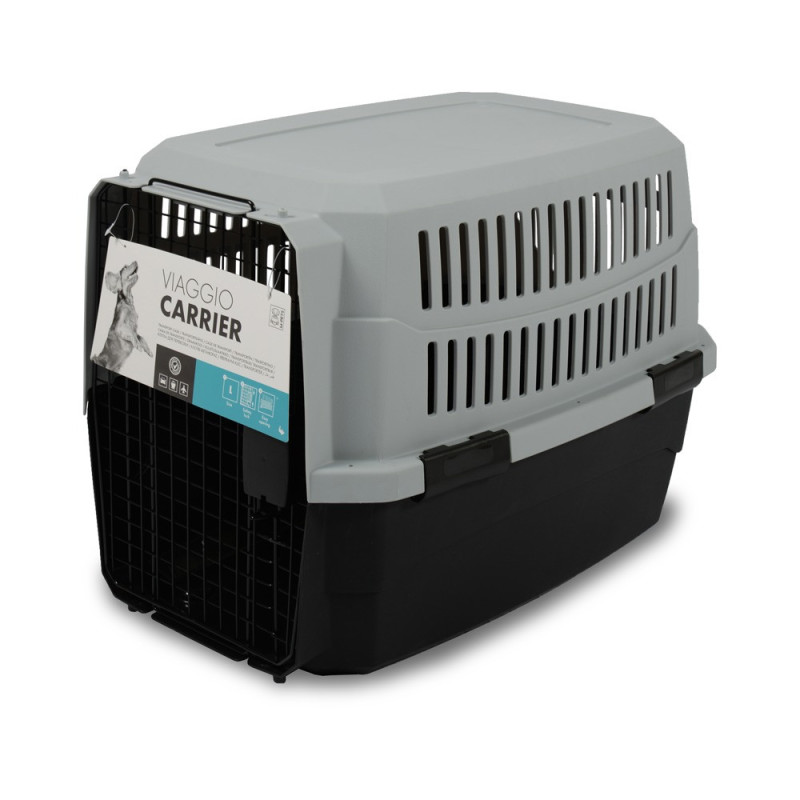 M-Pets Viaggio Carrier, For Dog And Cat, L (L81.3 x W56 x H58.5cm), Black/Grey