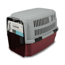 M-Pets Viaggio Carrier, For Dog And Cat, L (L81.3 x W56 x H58.5cm), Red/Grey