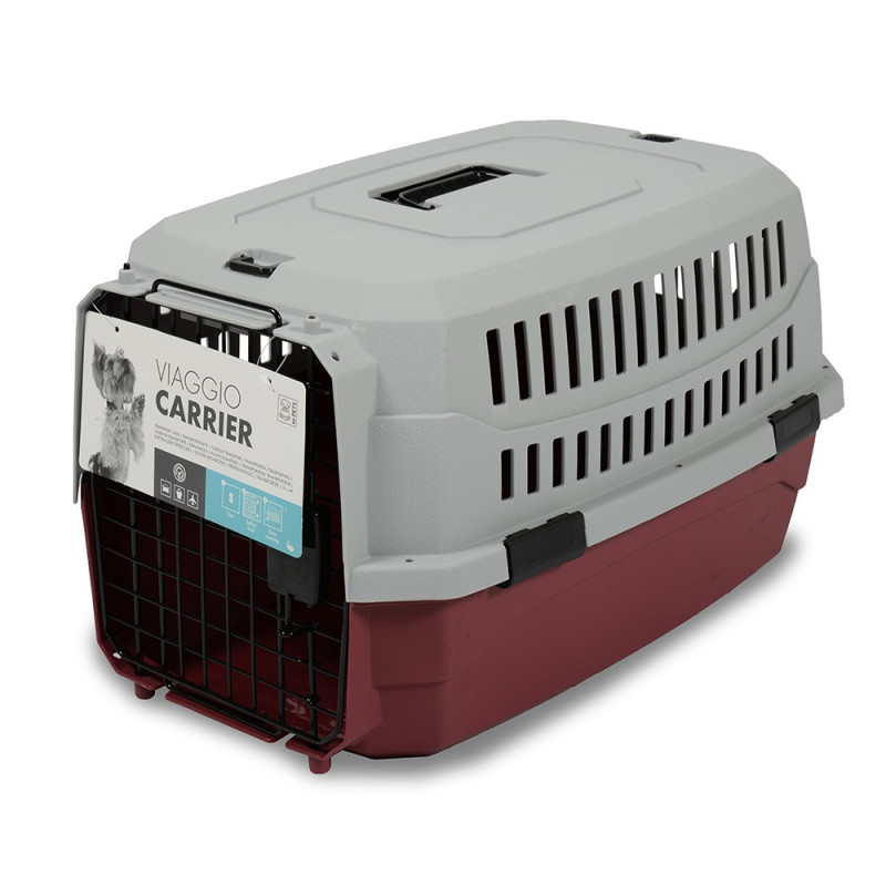 M-Pets Viaggio Carrier, For Dog And Cat, S (L58.4 x W38.7 x H33cm), Red/Grey