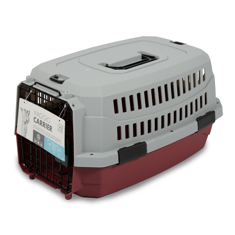 M-Pets Viaggio Carrier, For Dog And Cat, XS (L48.3 x W32 x H25.4cm), Red/Grey