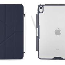 Pipetto Origami No3 Pencil Case For Apple Ipad Air 11 Inch Case (2024) M2 Ipad Air 6Th / 5Th / 4Th Generation Smart Cover With 5 In 1 Stand, Dark Blue