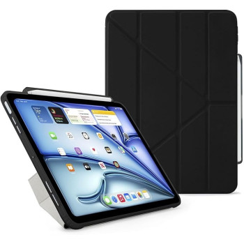 Pipetto Origami No3 Pencil Case For Apple Ipad Air 11 Inch Case M2 Ipad Air 6Th/5Th/4Th Generation Smart Cover With 5 In 1 Stand, Black