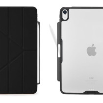 Pipetto Origami No3 Pencil Case For Apple Ipad Air 11 Inch Case M2 Ipad Air 6Th/5Th/4Th Generation Smart Cover With 5 In 1 Stand, Black