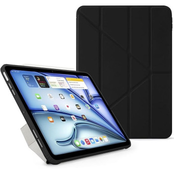 Pipetto Origami No1 For Apple Ipad Air 11 Inch Case M2 Ipad Air, 6Th/5Th/4Th Generation Smart Cover With 5 In 1 Stand, Black