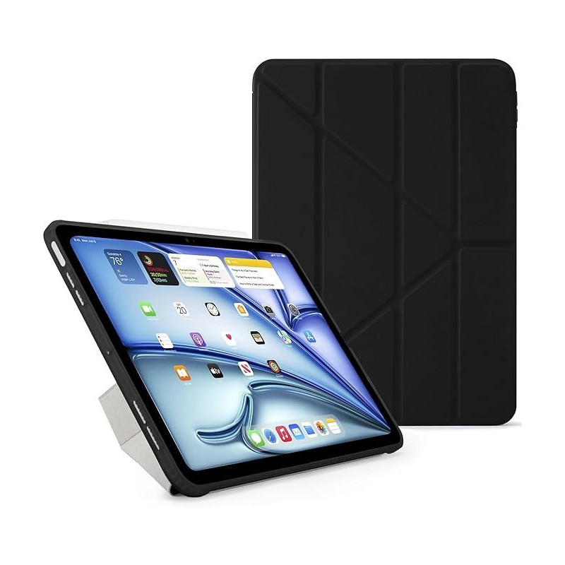 Pipetto Origami No1 For Apple Ipad Air 11 Inch Case M2 Ipad Air, 6Th/5Th/4Th Generation Smart Cover With 5 In 1 Stand, Black