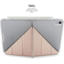 Pipetto Origami No3 Pencil Case For Apple Ipad Air 13 Inch Case 2024, M2 Smart Cover With 5 In 1 Stand, Metallic Pink
