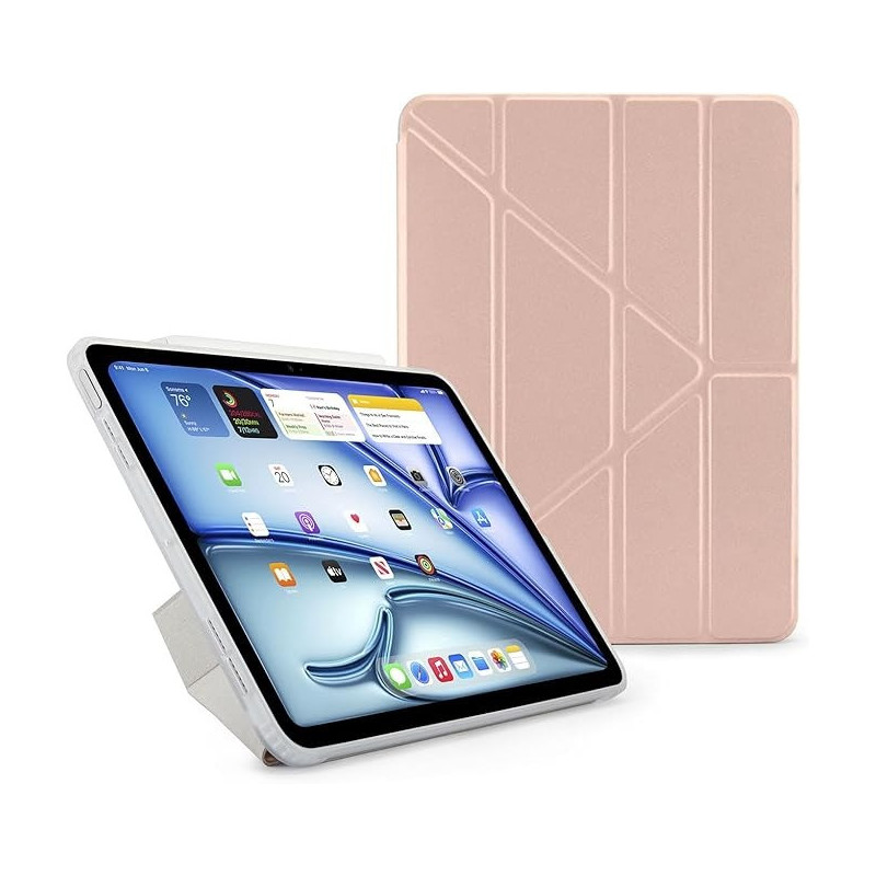 Pipetto Origami No1 For Apple Ipad Air 13 Inch Case M2 Smart Cover With 5 In 1 Stand, Metallic Pink