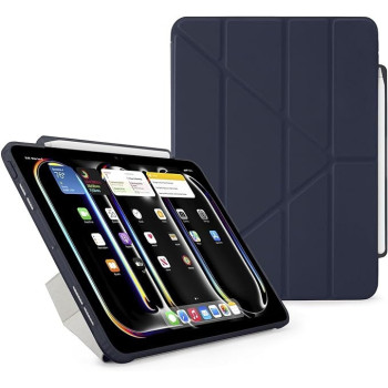 Pipetto Origami No3 Pencil Case For Apple Ipad Pro 11 Inch Case, M4 Smart Cover With 5 In 1 Stand, Dark Blue