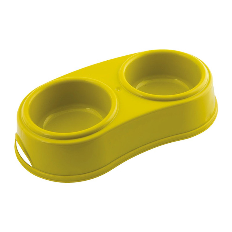 Georplast Plastic Double Antislip Pet Bowl For Dog And Cat, Large (Lime Green)