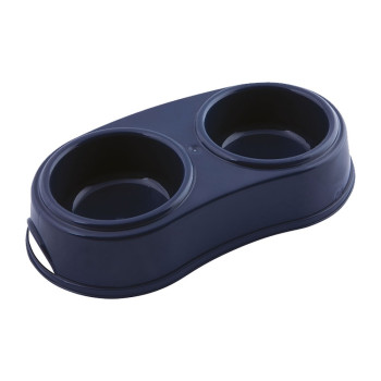 Georplast Plastic Double Antislip Pet Bowl For Dog And Cat, Large (Navy Blue)