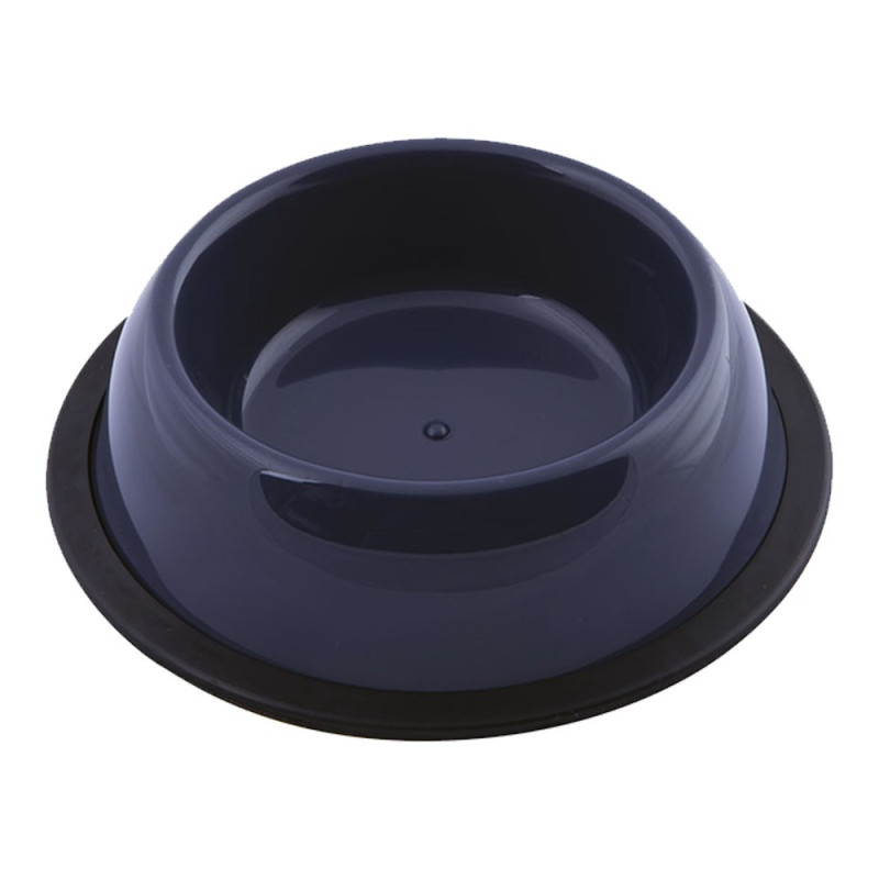 Georplast Silver Antislip Plastic Pet Bowl, Medium (19 x 5Cm), Navy Blue