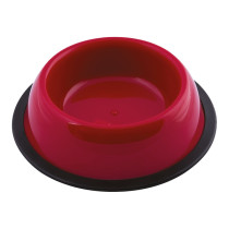 Georplast Silver Antislip Plastic Pet Bowl, Medium (19 x 5Cm), Red