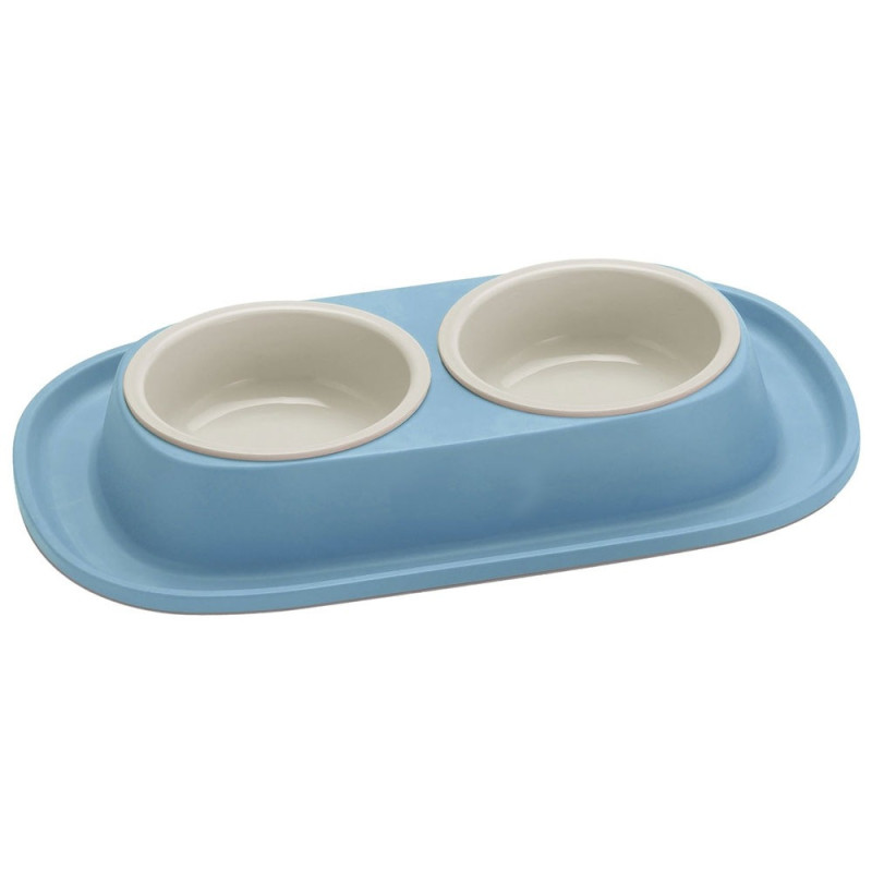 Georplast Soft Touch Plastic Double Bowl, 2 x 460Ml (Blue)