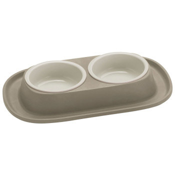 Georplast Soft Touch Plastic Double Bowl, 2 x 460Ml (Grey)