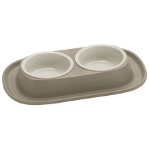 Georplast Soft Touch Plastic Double Bowl, 2 x 460Ml (Grey)