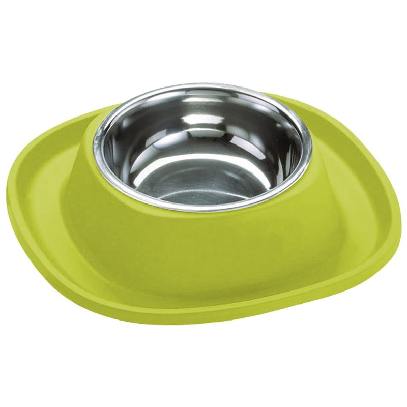 Georplast Soft Touch Stainless Steel Single Bowl For Dog And Cat, Large (600Ml), Lime Green