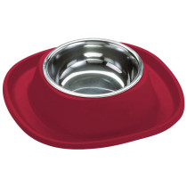 Georplast Soft Touch Stainless Steel Single Bowl For Dog And Cat, Large (600Ml), Red