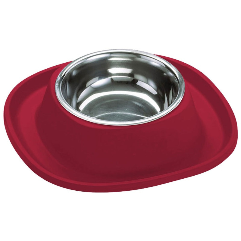 Georplast Soft Touch Stainless Steel Single Bowl For Dog And Cat, Large (600Ml), Red