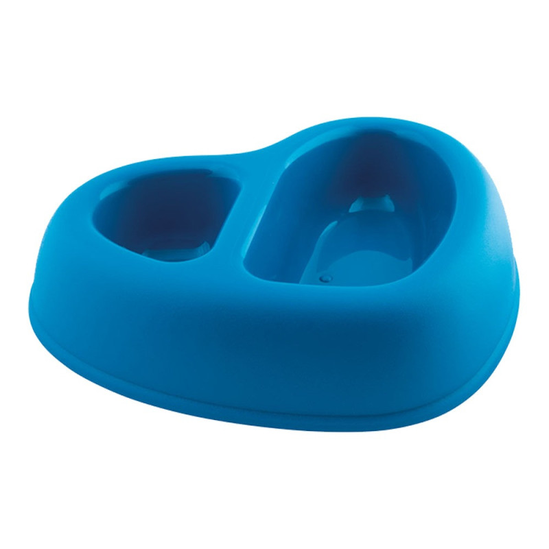 Georplast That'S Amore Double Plastic Pet Bowl, 27 x 22.5 x 6.5Cm, Blue