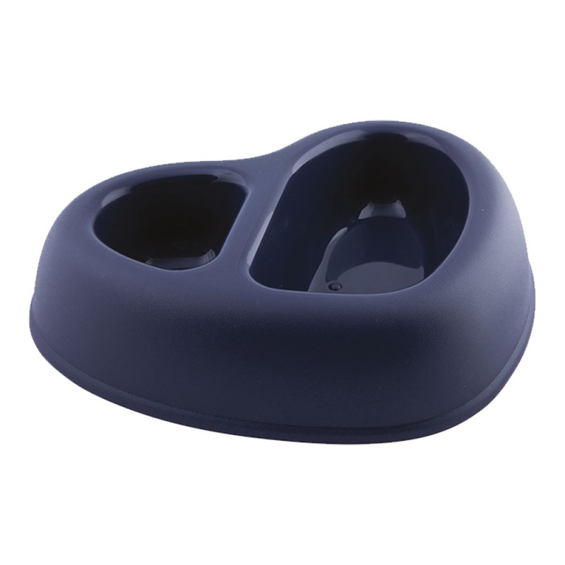 Georplast That'S Amore Double Plastic Pet Bowl, 27 x 22.5 x 6.5Cm, Navy Blue
