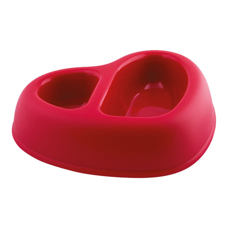 Georplast That'S Amore Double Plastic Pet Bowl, 27 x 22.5 x 6.5Cm, Red