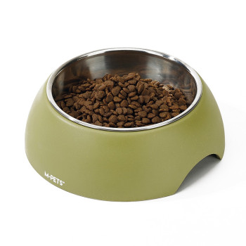 M-Pets Eco Bamboo Bowl For Dog And Cat, Olive, Large (600Ml)
