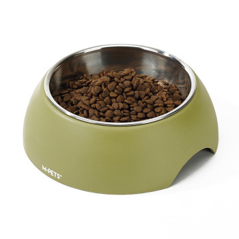 M-Pets Eco Bamboo Bowl For Dog And Cat, Olive, Medium (350Ml)