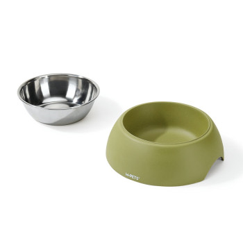 M-Pets Eco Bamboo Bowl For Dog And Cat, Olive, Medium (350Ml)