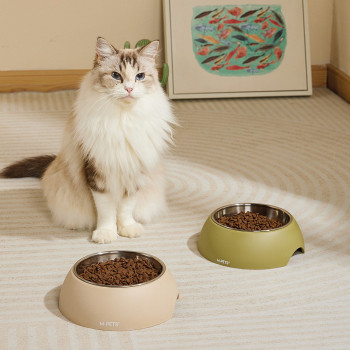 M-Pets Eco Bamboo Bowl For Dog And Cat, Olive, Medium (350Ml)