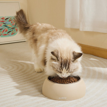 M-Pets Eco Bamboo Bowl For Dog And Cat, Olive, Medium (350Ml)