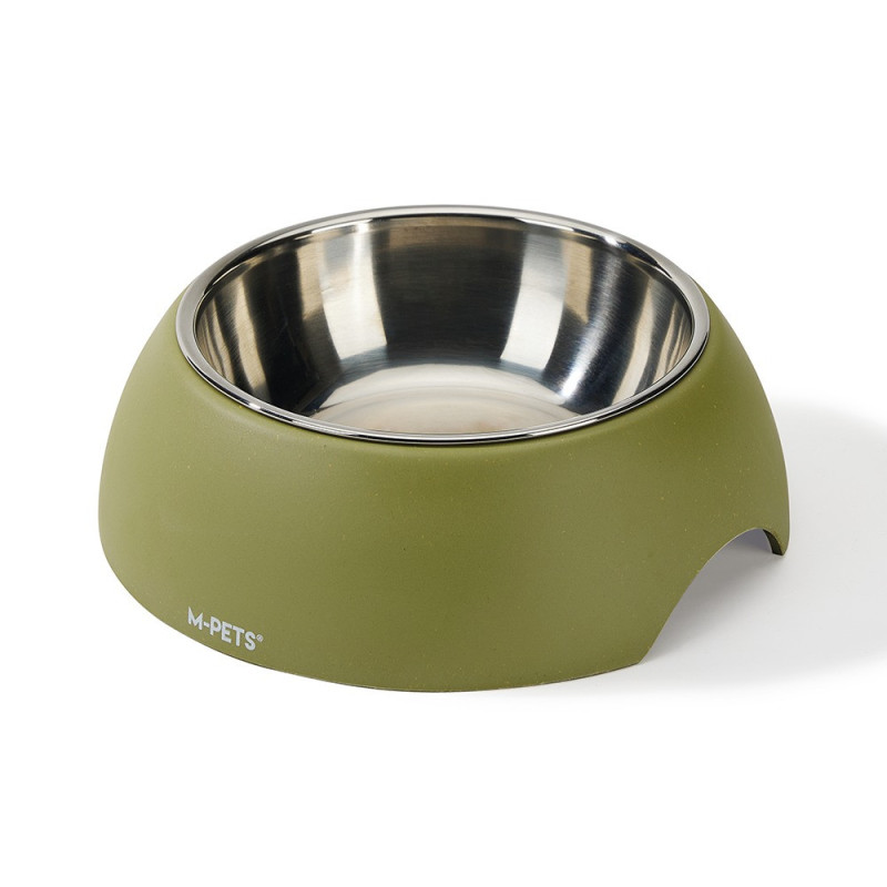 M-Pets Eco Bamboo Bowl For Dog And Cat, Olive, Small (190Ml)