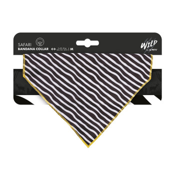 M-Pets Wild Safari Bandana Collar, For Dog, Medium (2 x 30 -43 cm), Black/White
