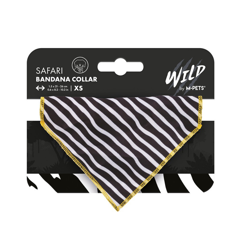 M-Pets Wild Safari Bandana Collar, For Dog, XS (1.5 x 21 -26 cm), Black/White