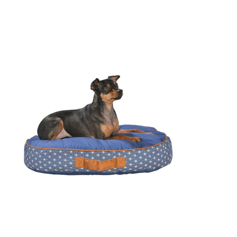 Bobby Asanoha Cushion For Dog And Cat, Blue Colour, Medium Size
