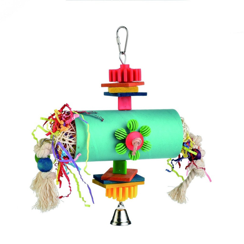 Coollapet Bagel Tunnel Play Bird Toy, Multicolour, 26 x 15 cm