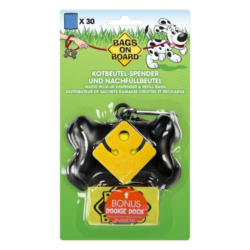 Bags On Board Dispenser Bone Waste Pick Up Bags, Black, 30