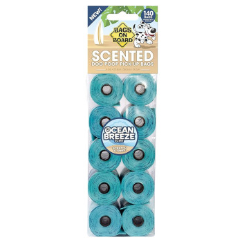 Bags on Board Ocean Breeze Scent Roll Waste Pick Up Bags, Blue, Small, 140 Count