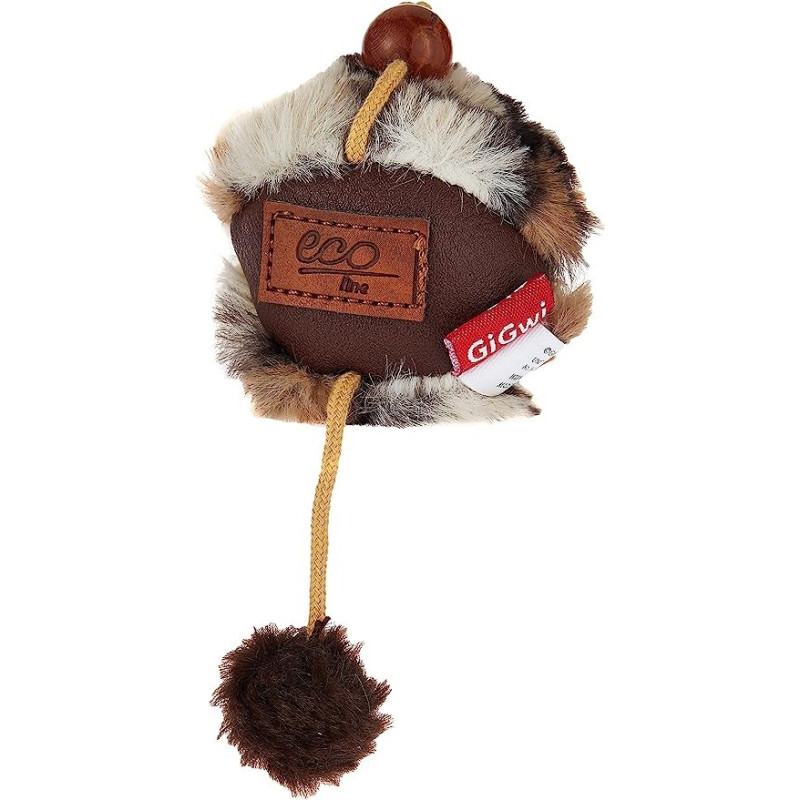 Gigwi Ball Catch And Scratch Eco Line With Slivervine Leaves And Leatherette Cat Toy, Brown