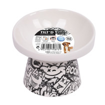 M-Pets Freestyle Tilt'D Raised Ceramic Bowl Black And White, 150Ml