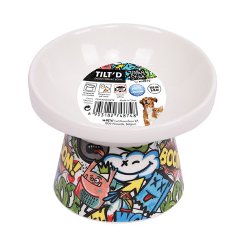 M-Pets Freestyle Tilt’D Raised Ceramic Bowl, Mixed Colour, 150Ml
