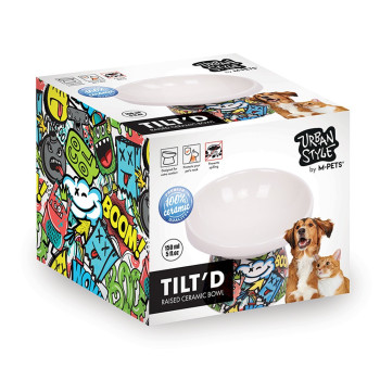 M-Pets Freestyle Tilt’D Raised Ceramic Bowl, Mixed Colour, 150Ml
