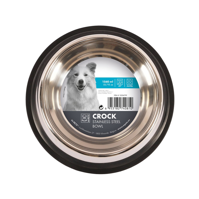 M-Pets Crock Stainless Steel Bowl For Dog, Xl (1560Ml)