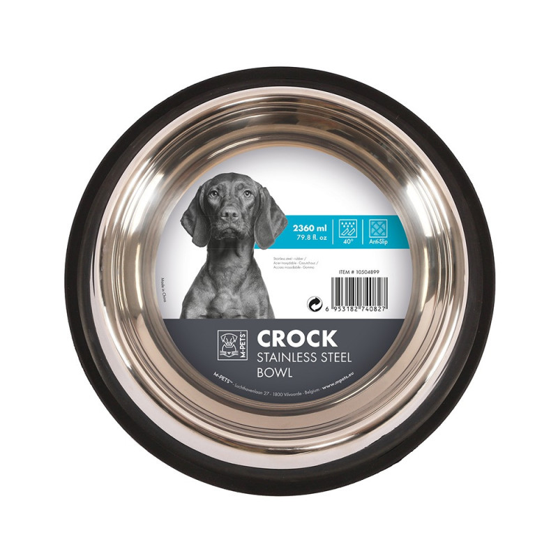 M-Pets Crock Stainless Steel Bowl For Dog, Xxl (2360Ml)
