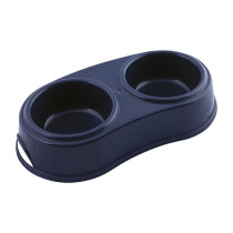 Georplast Plastic Double Antislip Pet Bowl Large (35 x 19 x 7Cm), Navy Blue